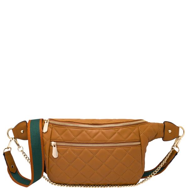 QUILTED ZIPPER FANNY PACK BAG