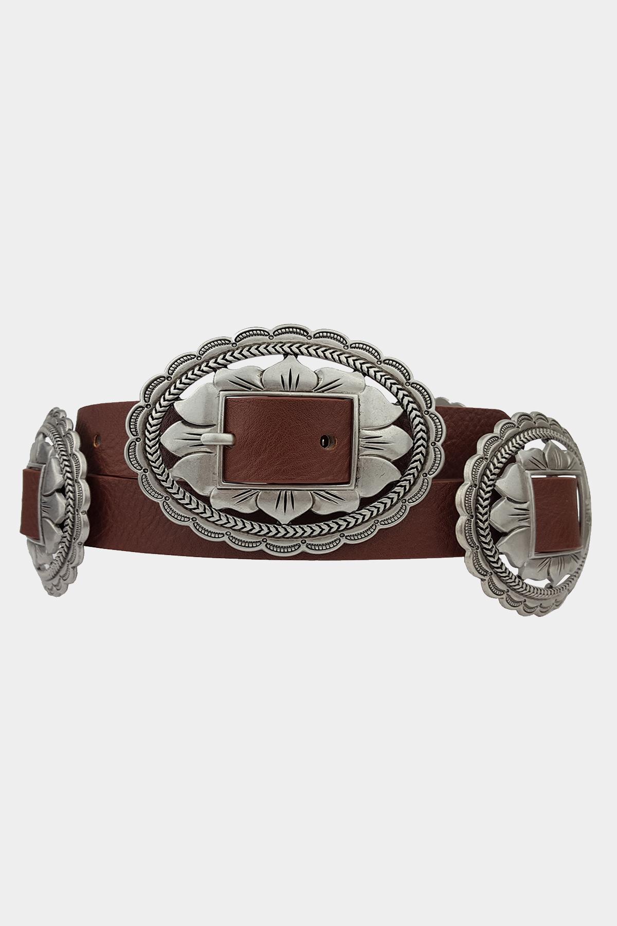 WESTERN OVAL FLORAL CONCHO BELT