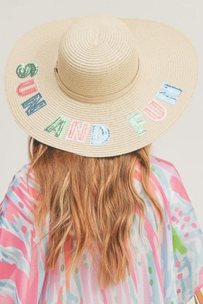 (ONLINE ONLY) SEQUIN LETTER SUN AND FUN FLOPPY HAT