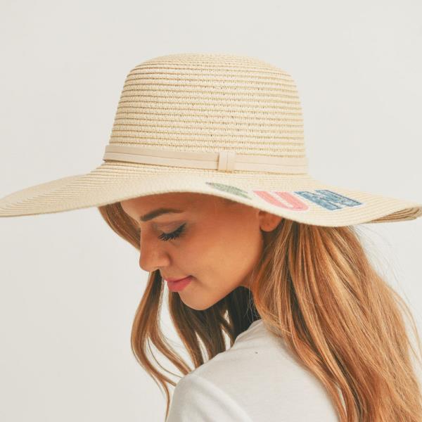 (ONLINE ONLY) SEQUIN LETTER "SUN SAND SEA" FLOPPY HAT