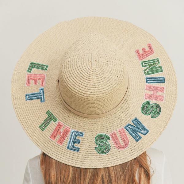 (ONLINE ONLY) SEQUIN LETTER LET THE SUN SHINE FLOPPY HAT