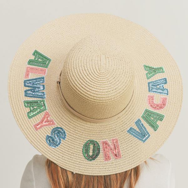 (ONLINE ONLI) SEQUIN LETTER ALWAYS ON VACAY FLOPPY HAT