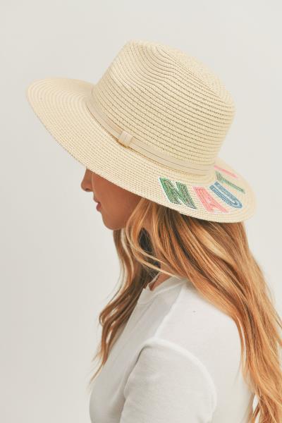 (ONLINE ONLY) SEQUIN LETTER NAUTI PANAMA HAT