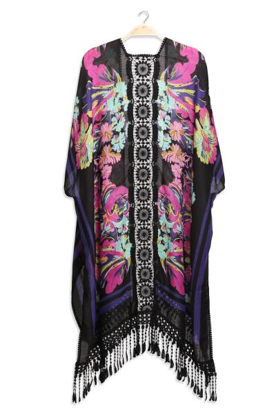 FLORAL PRINT LACE COVER-UP