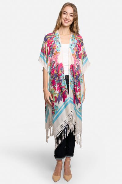 FLORAL PRINT LACE COVER-UP