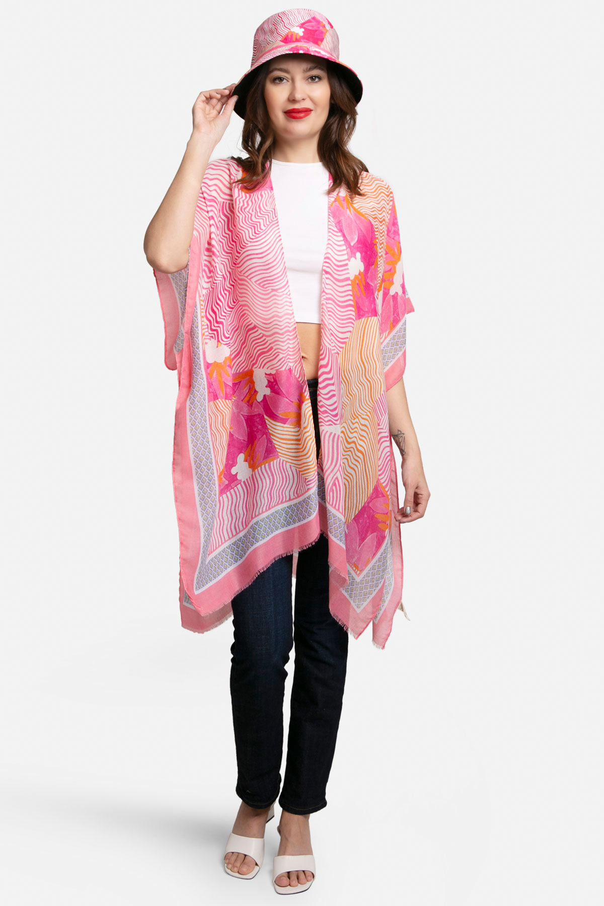 FLORAL WAVY MIXED PRINT COVER-UP