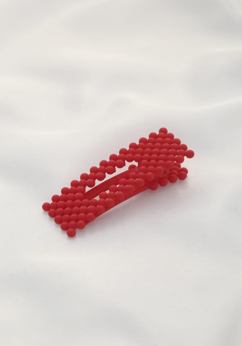 SMOOTH TEXTURE BALL PATTERN RECTANGLE HAIR CLIP