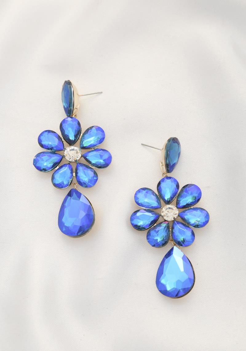 FLOWER CRYSTAL DANGLE EARRING