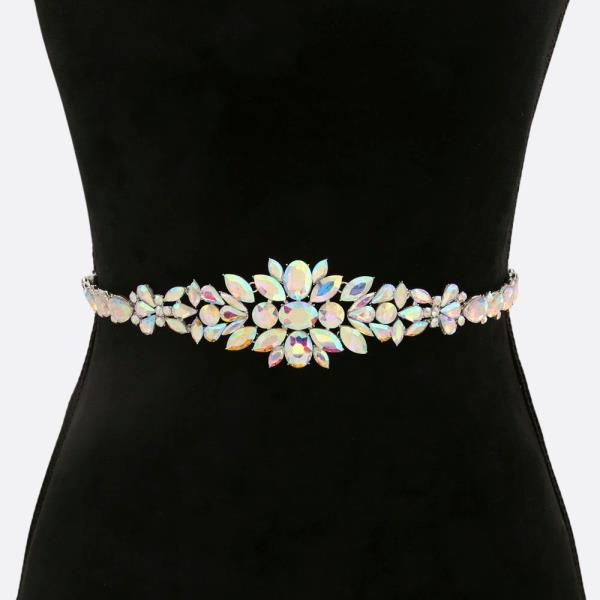 CRYSTAL FLORAL DESIGN HEADBAND AND BELT