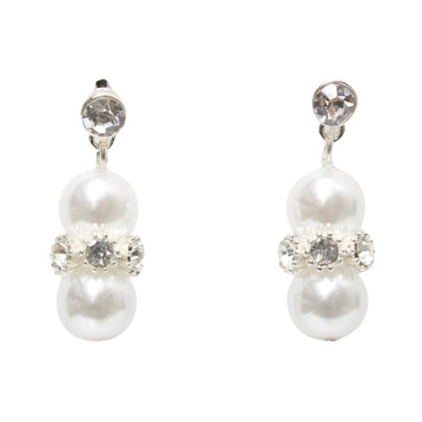 RHINESTONE PEARL BEAD DANGLE EARRING