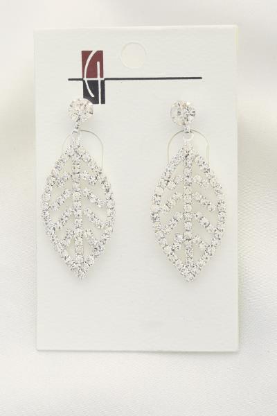 LEAF RHINESTONE DANGLE EARRING