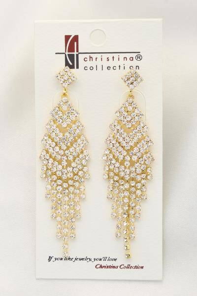 CHEVRON RHINESTONE DANGLE EARRING