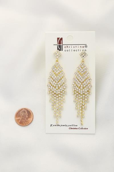 CHEVRON RHINESTONE DANGLE EARRING