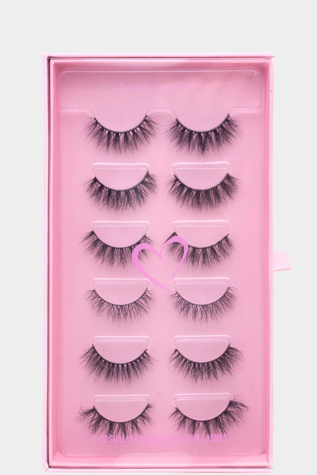 6 CASUALLY LASHED FAUX MINK LASHES SET