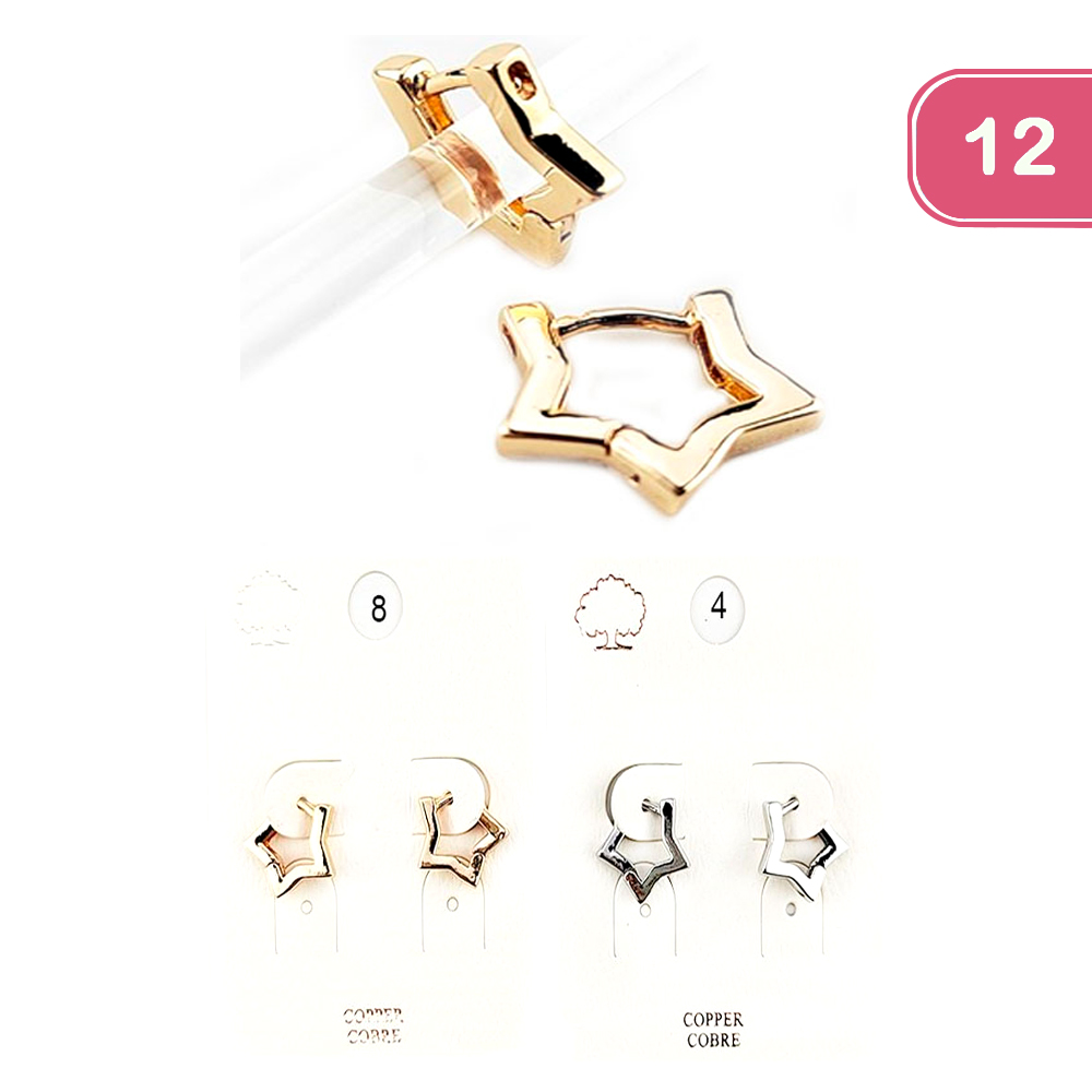 FASHION STAINLESS STEEL STAR HUGGIE EARRING (12 UNITS)