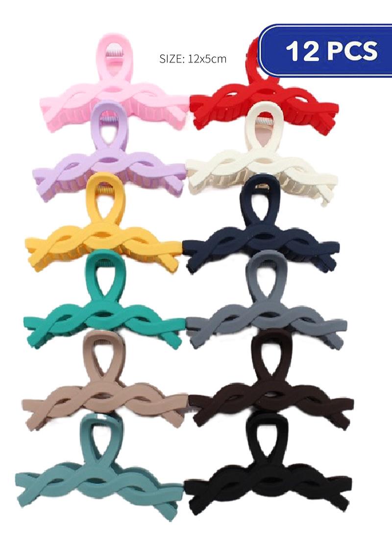 FASHION HAIR CLAW JAW CLIPS (12 UNITS)