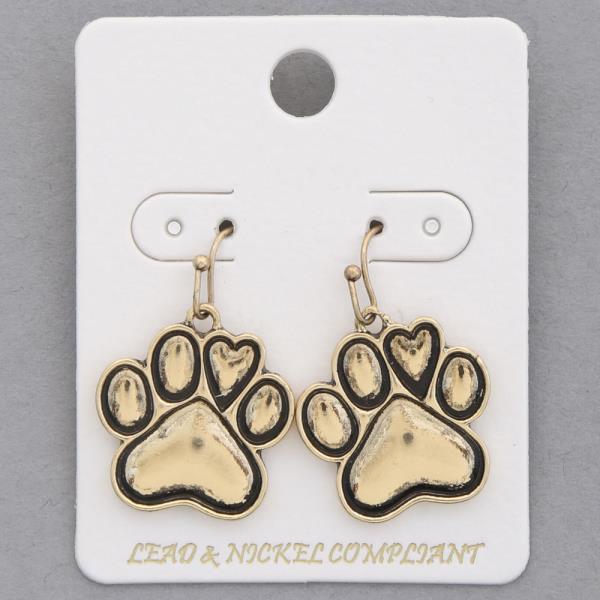 DOG PAW METAL DANGLE EARRING