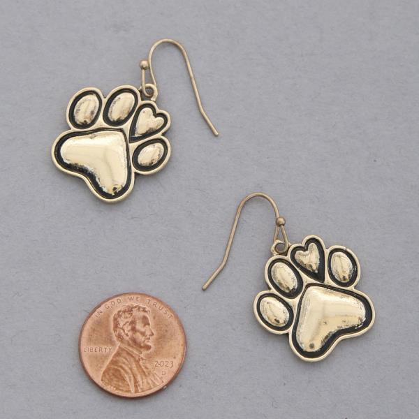 DOG PAW METAL DANGLE EARRING