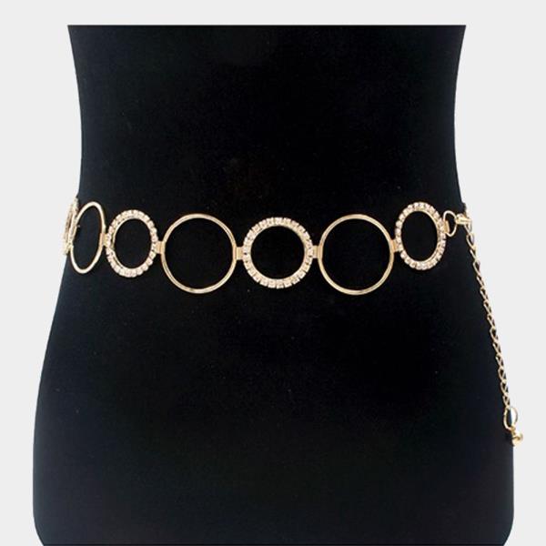 O-RING CHAIN BELT WITH RHINESTONE PAVE