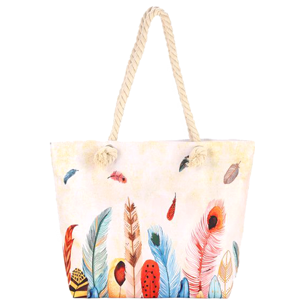 COLORFUL FEATHERS IN THE WIND PRINT LADIES TOTE BAG