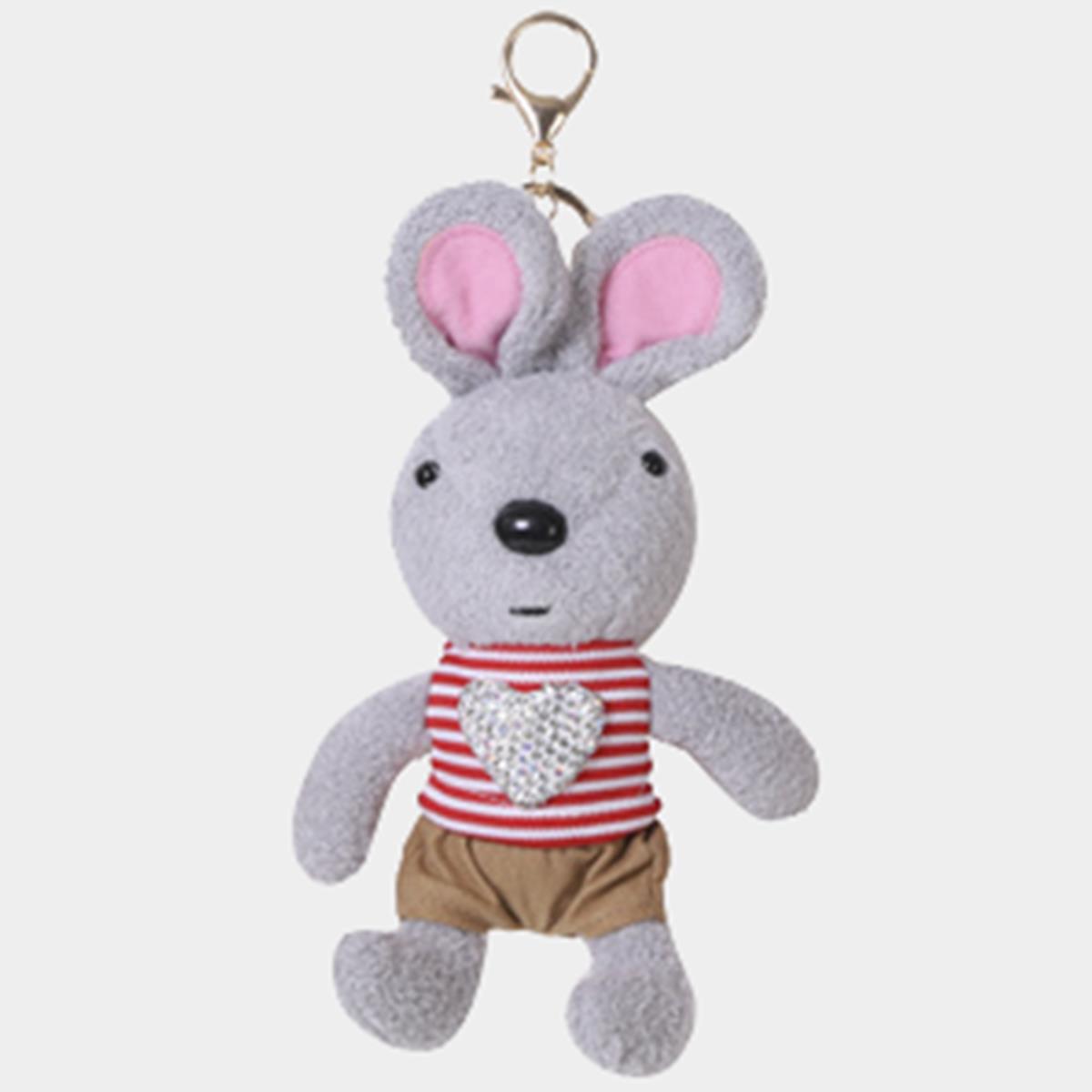 RHINESTONE HEART DRESSED BUNNY DOLL KEYCHAIN