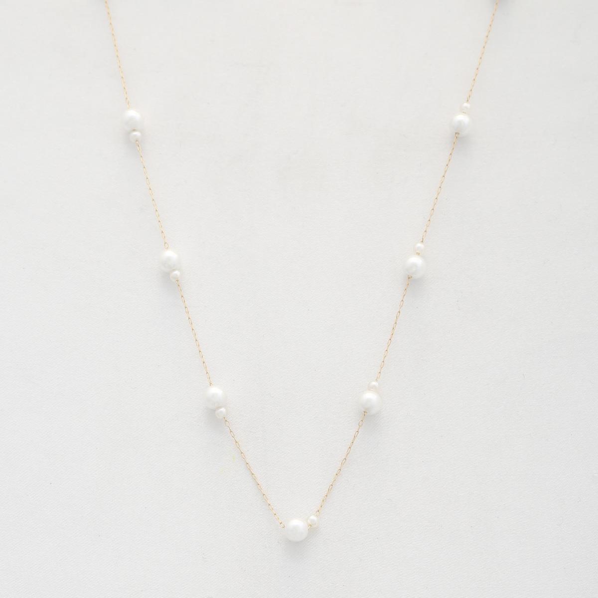 DOUBLE PEARL BEAD STATION NECKLACE