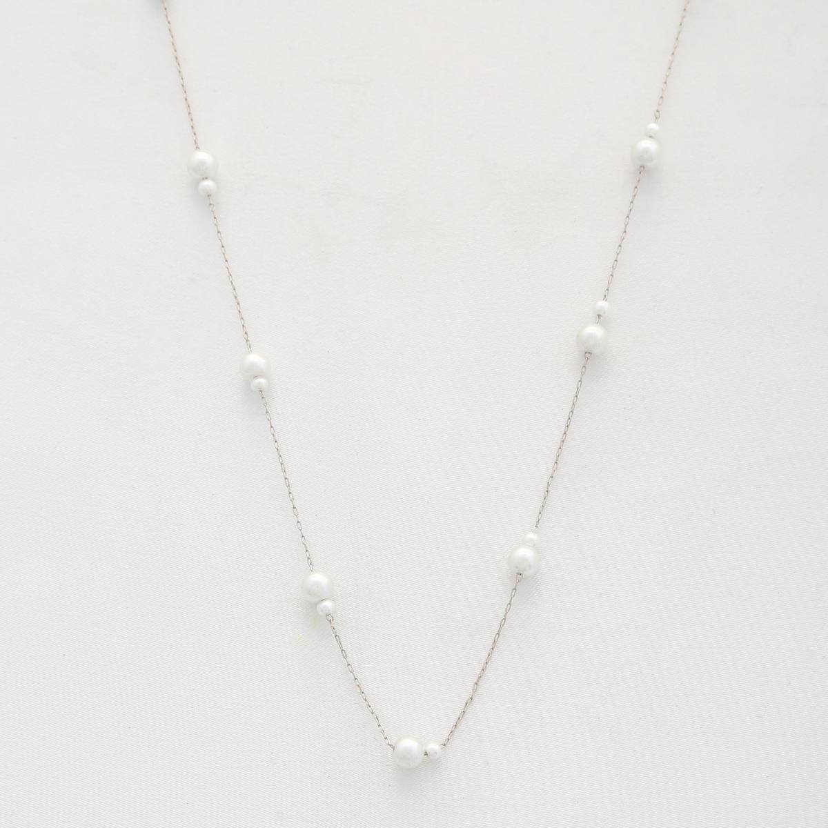 DOUBLE PEARL BEAD STATION NECKLACE
