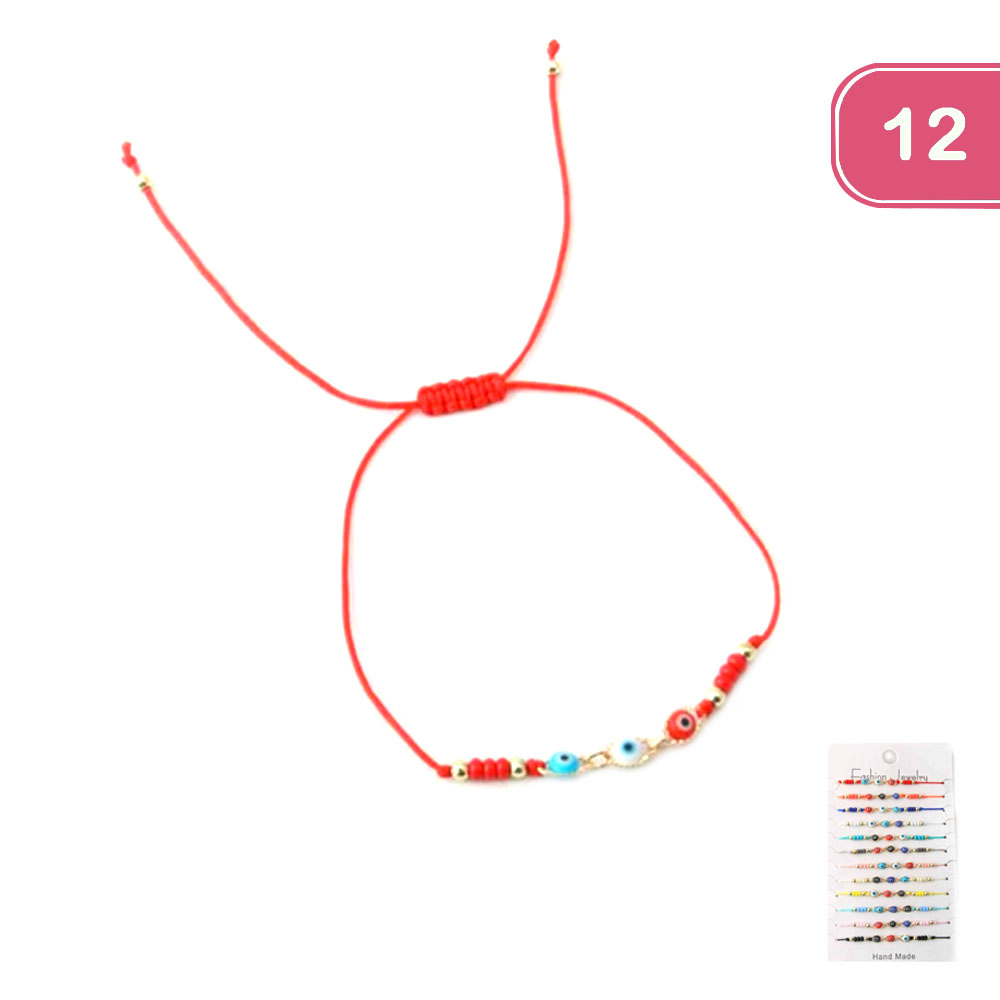 FASHION THREAD EVIL EYE BRACELET (12 UNITS)