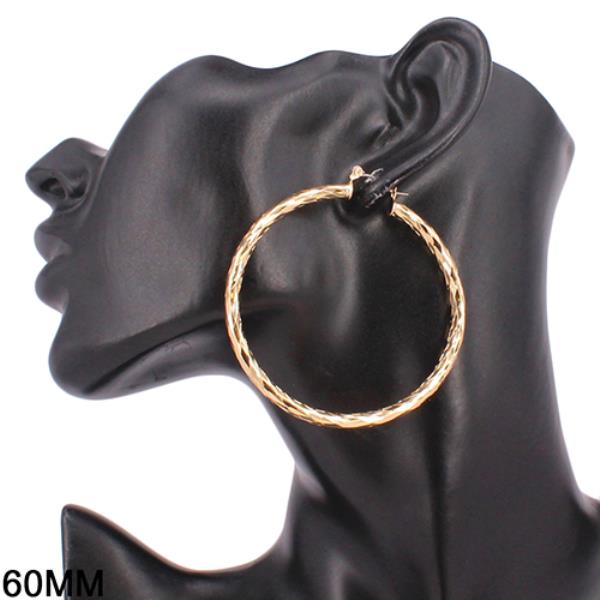 60MM TWISTED METAL HOOP EARRING