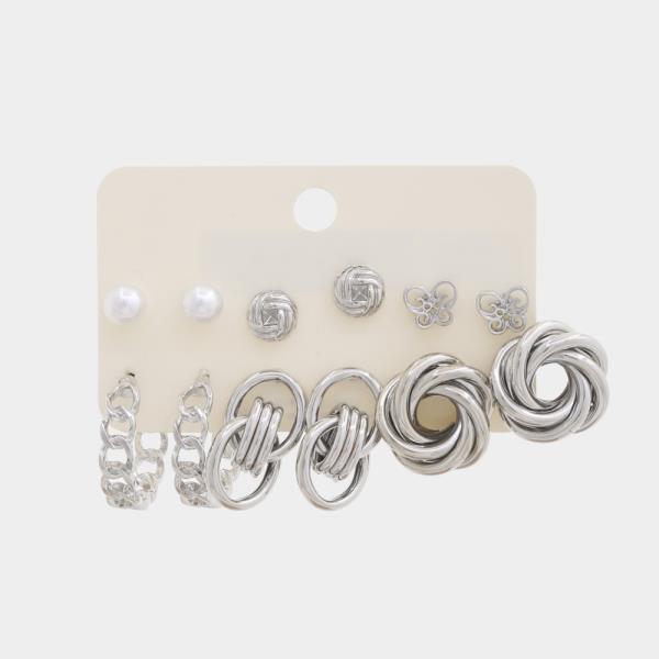 KNOT METAL ASSORTED EARRING SET