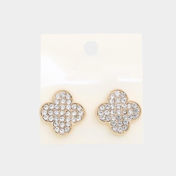 RHINESTONE CLOVER POST EARRING