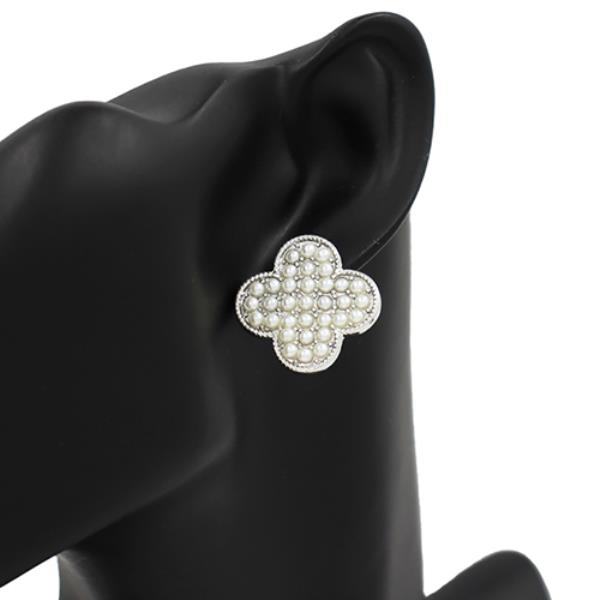 RHINESTONE CLOVER POST EARRING