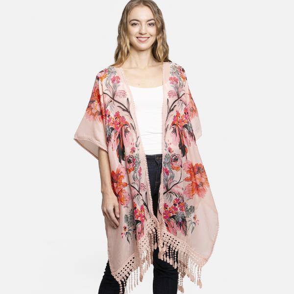 FLORAL PRINT LACE COVER-UP WITH TASSEL