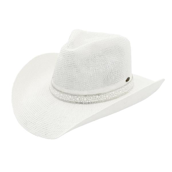 CC COWBOY HAT WITH BLACK PEARL & RHINESTONE TRIM BAND