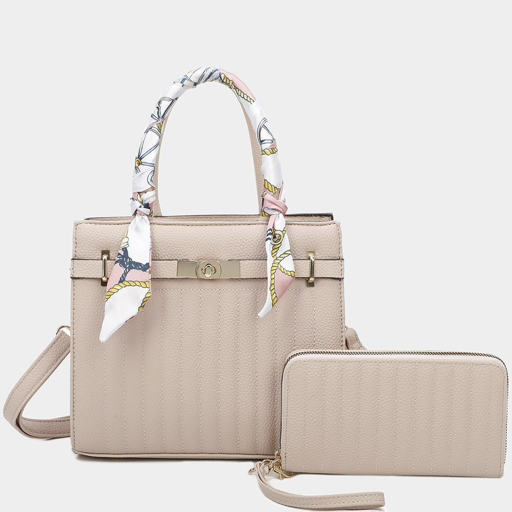 2IN1 SMOOTH DESIGN SATCHEL BAG WITH WALLET SET