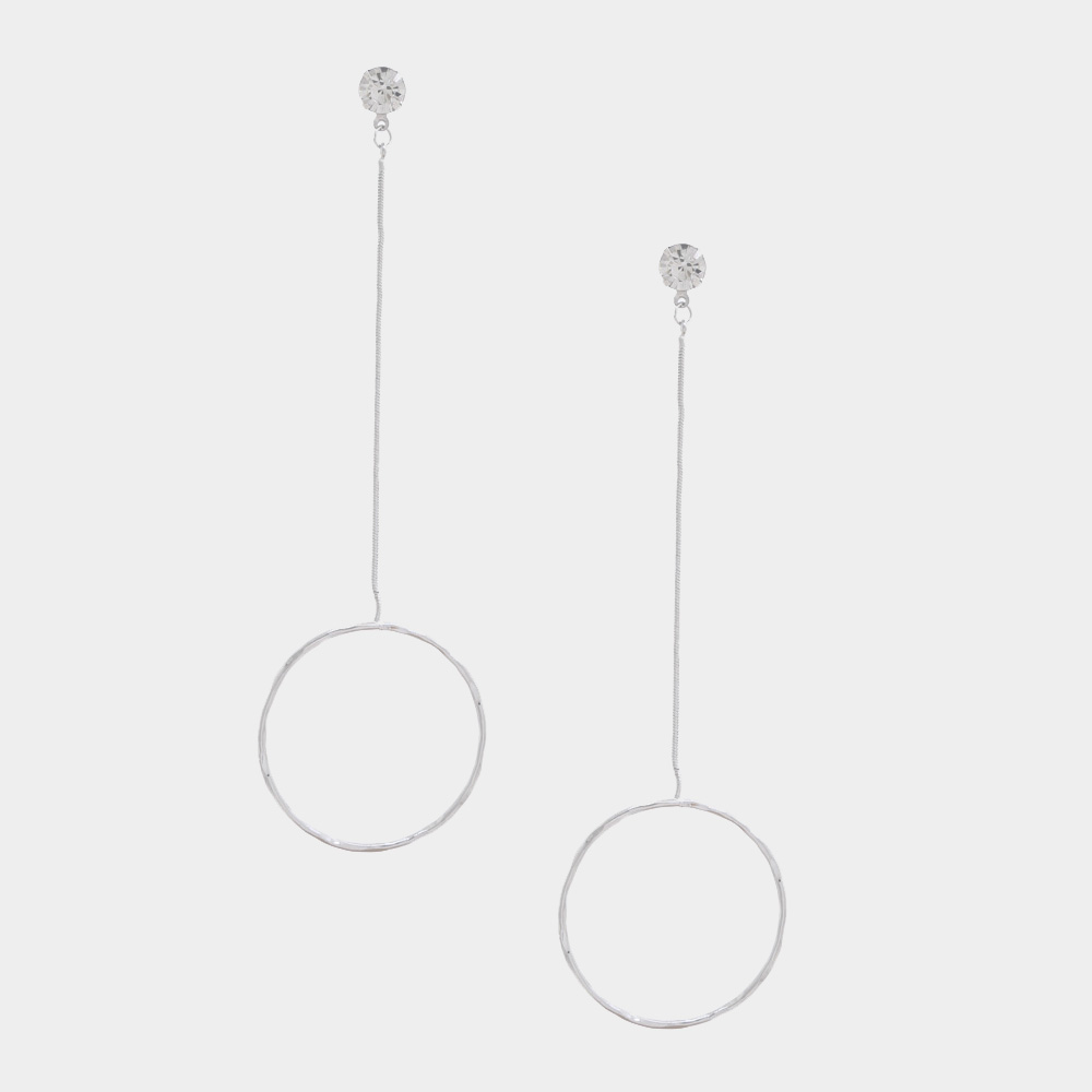 METAL BAR ROUND DANGLE EARRING