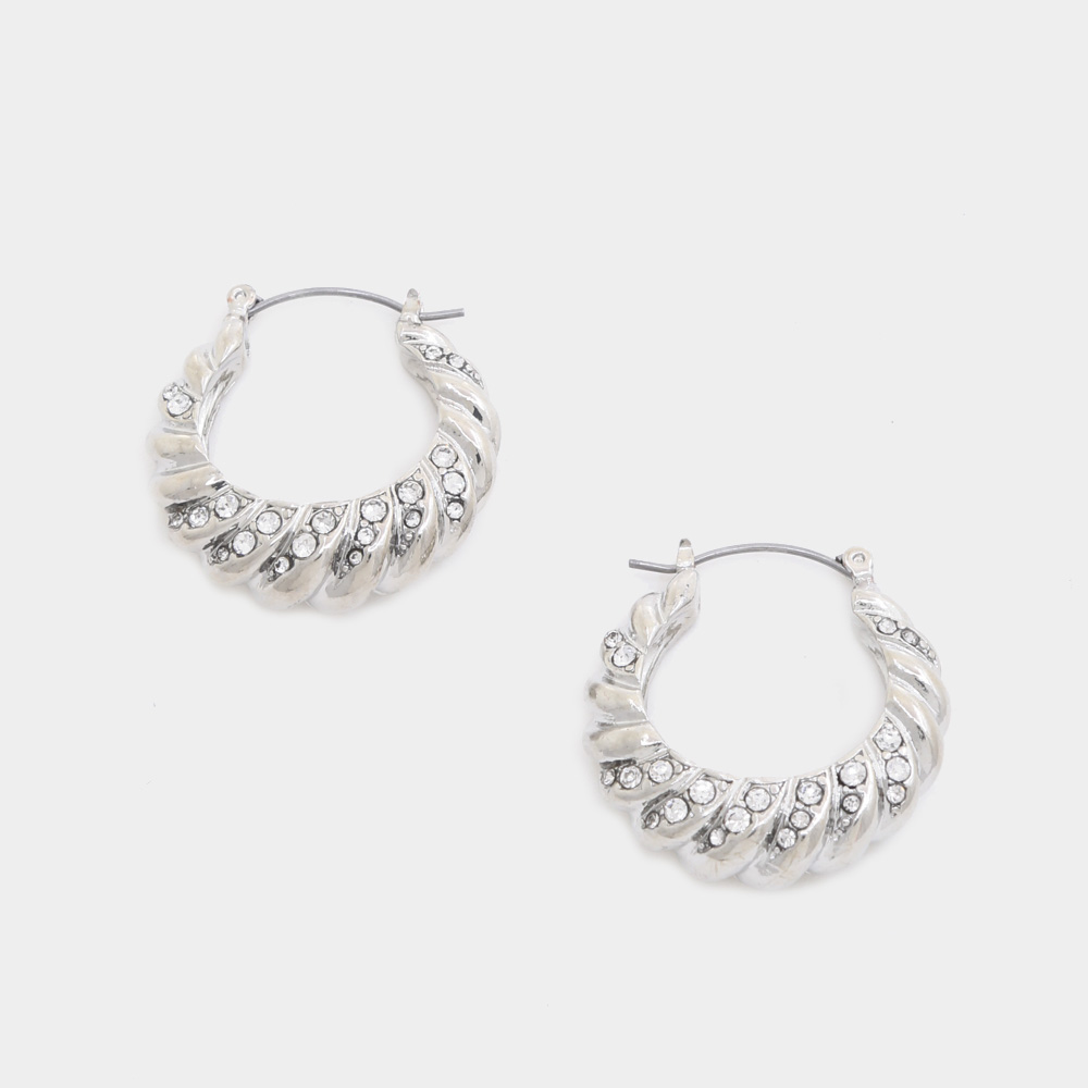 CROISSANT CRYSTAL METAL EARRING