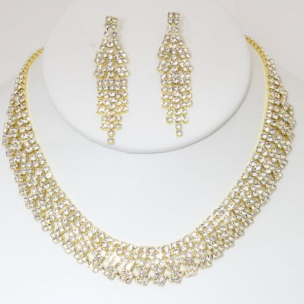 RHINESTONE NECKLACE EARRING SET