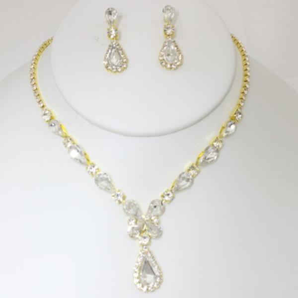 RHINESTONE NECKLACE EARRING SET