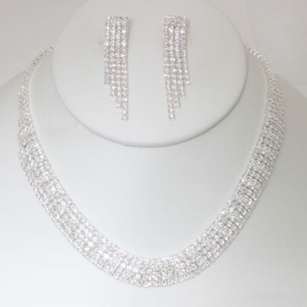 RHINESTONE NECKLACE EARRING SET