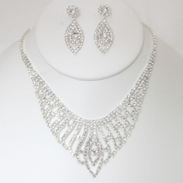 RHINESTONE NECKLACE EARRING SET