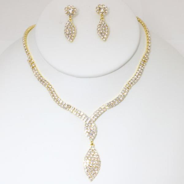 RHINESTONE NECKLACE EARRING SET