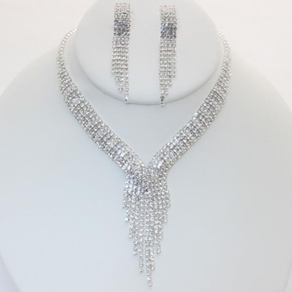 CRYSTAL RHINESTONE NECKLACE EARRING SET