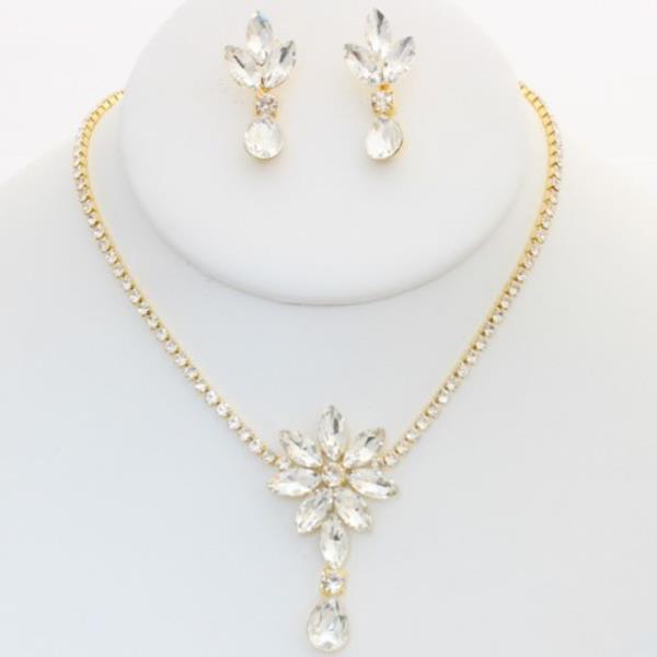 FLOWER RHINESTONE NECKLACE