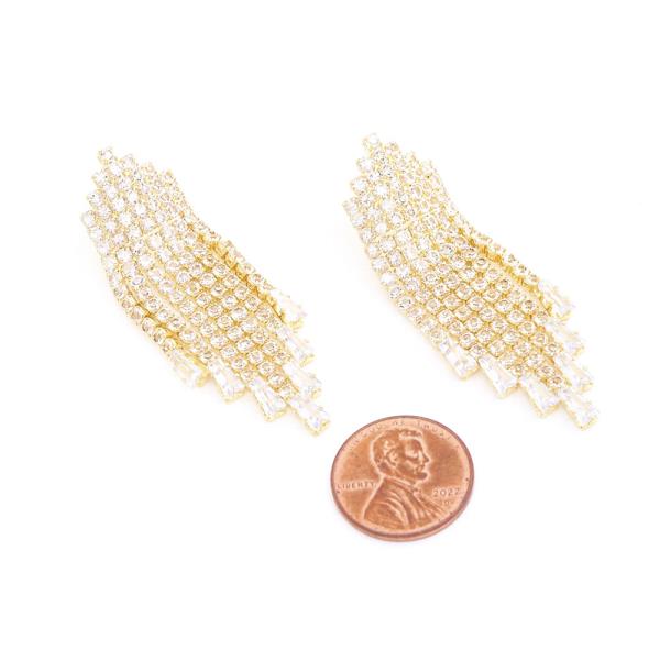 RHINESTONE TASSEL DROP EARRING