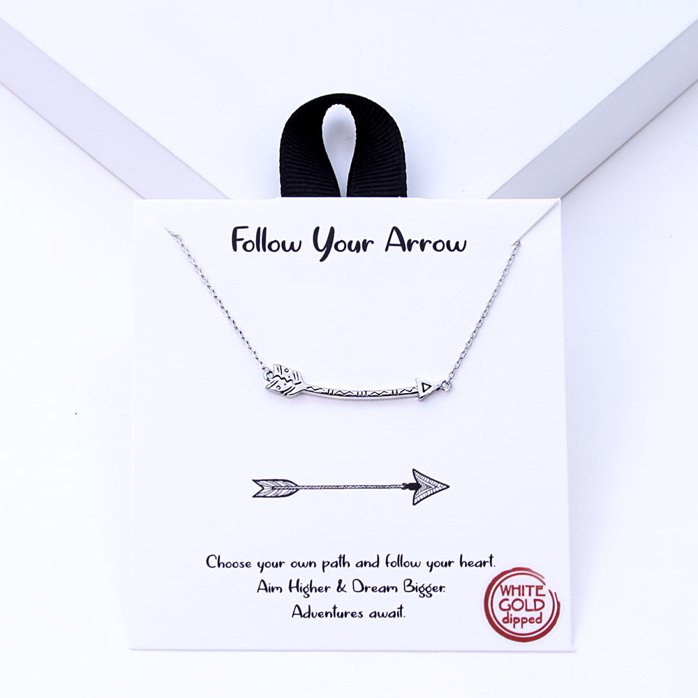 18K GOLD RHODIUM DIPPED FOLLOW YOUR ARROW NECKLACE