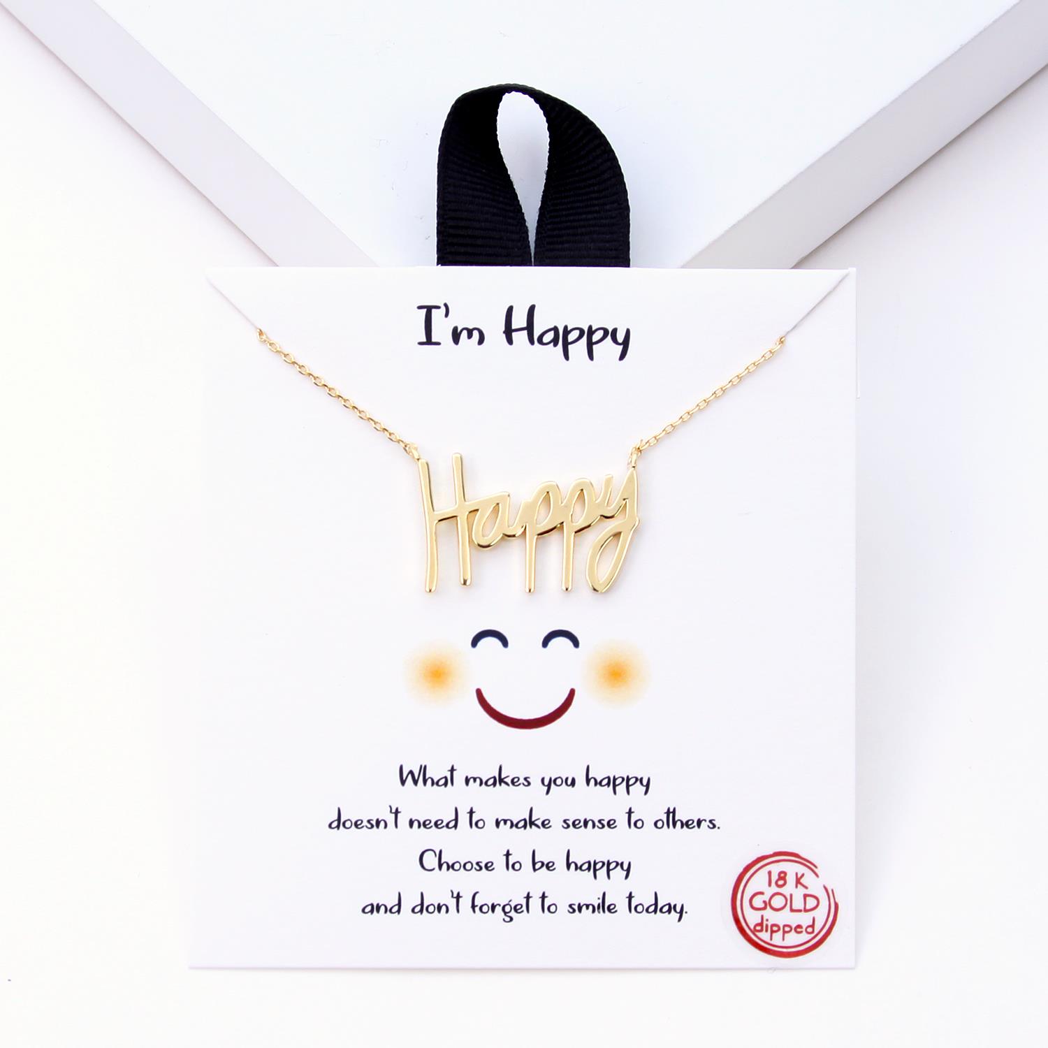 18K GOLD RHODIUM DIPPED I’M HAPPY NECKLACE