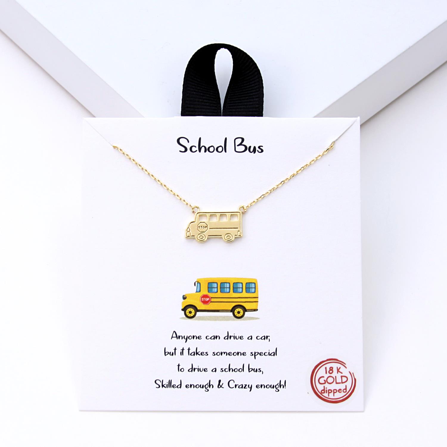 18K GOLD RHODIUM DIPPED SCHOOL BUS NECKLACE
