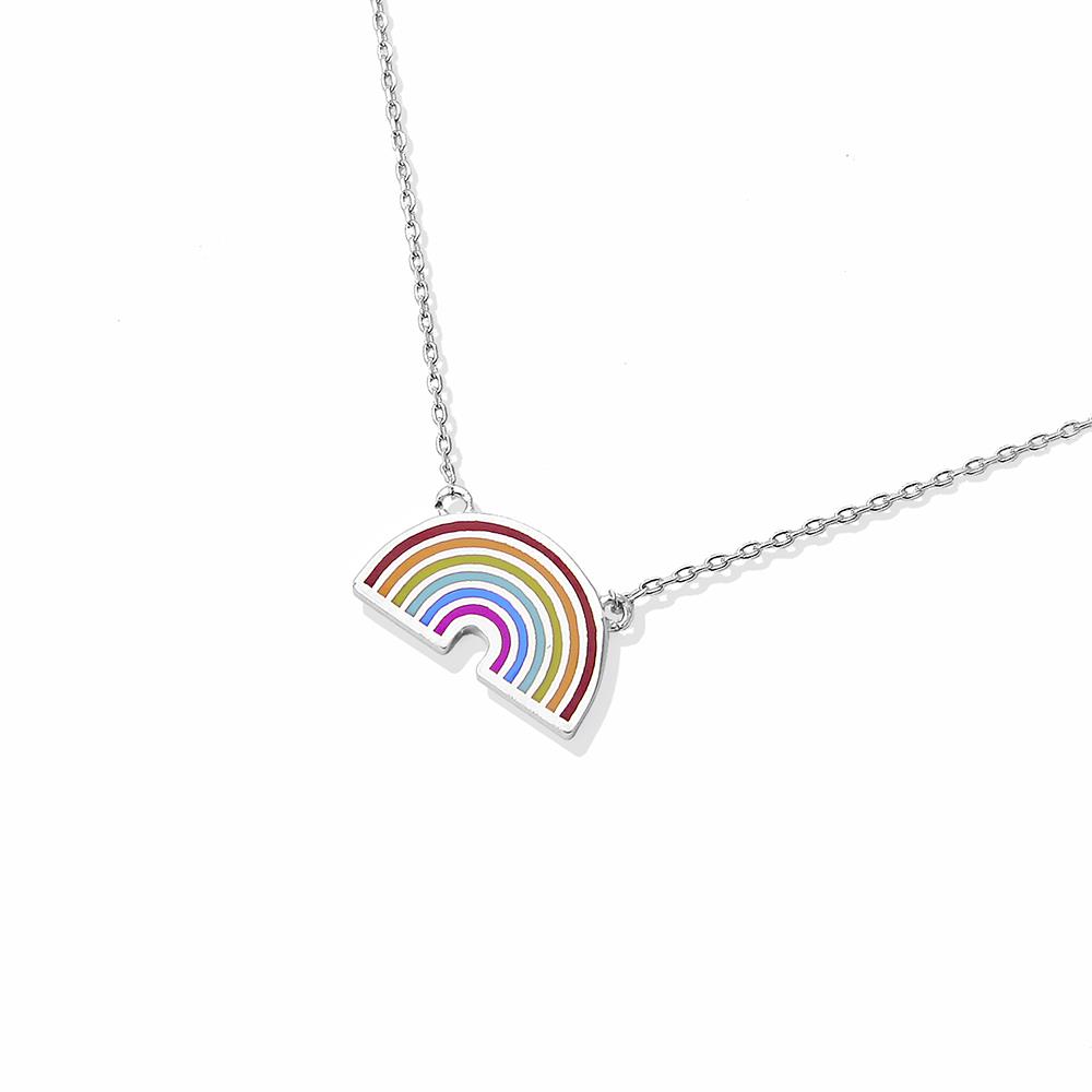 18K GOLD RHODIUM DIPPED RAINBOW NECKLACE