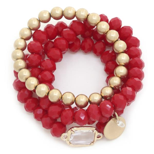 METAL DISC BALL BEAD BRACELET SET